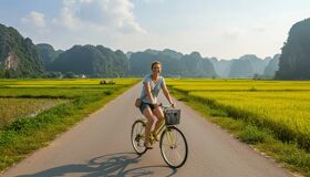 Cycling Solo Traveler at Tam Coc Trang An